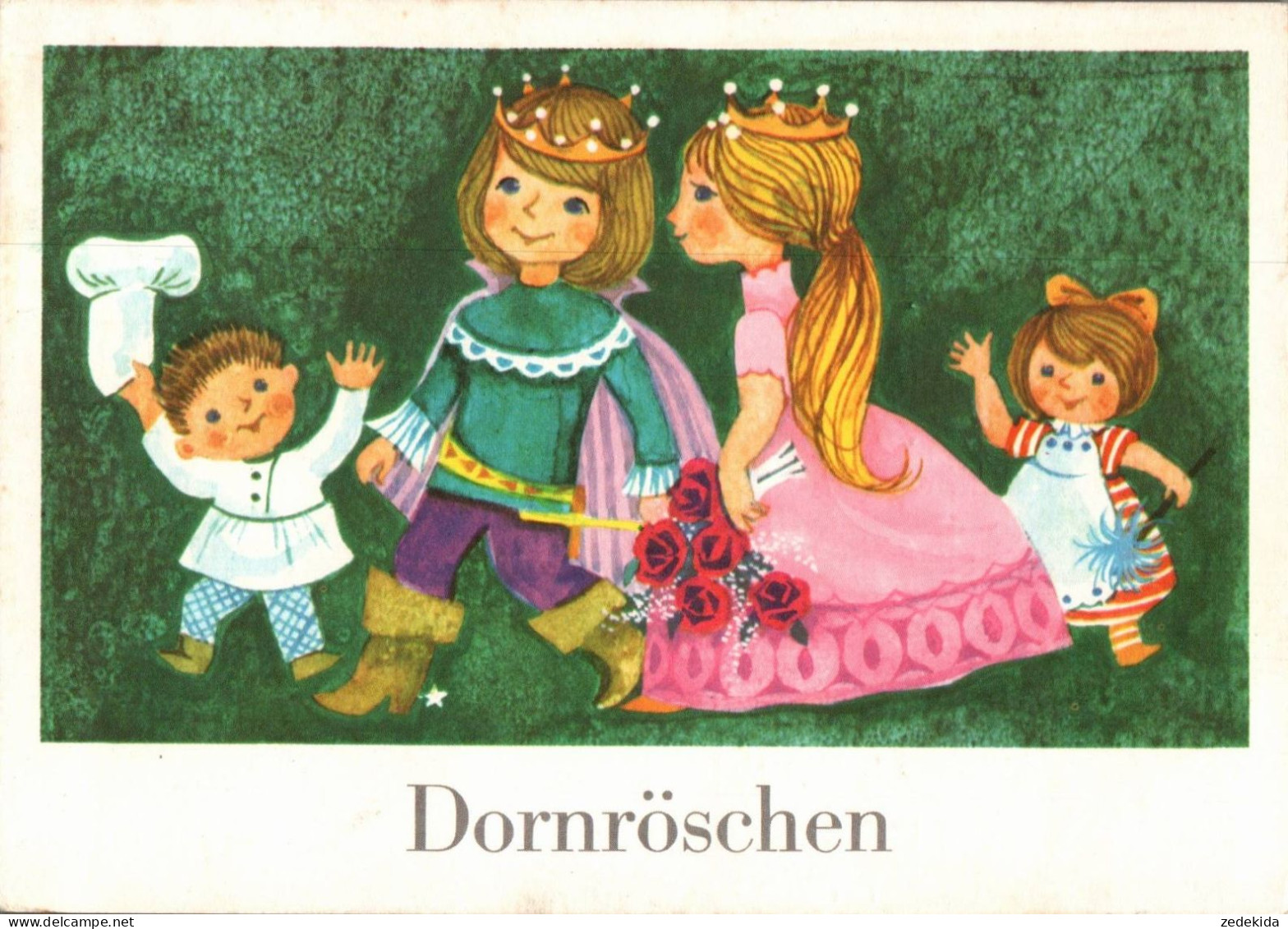 H2136 - Wongel ? Schallnau ??  Märchen Dornröschen Glückwunschkarte - Planet  Verlag DDR - Fairy Tales, Popular Stories & Legends