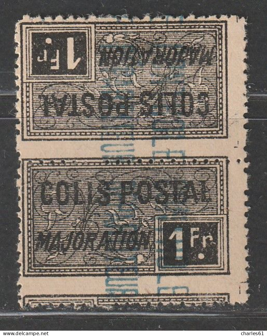 ALGERIE - COLIS POSTAUX - N°14a * (1924-27) 1f Noir - Tête-Bêche - - Paketmarken