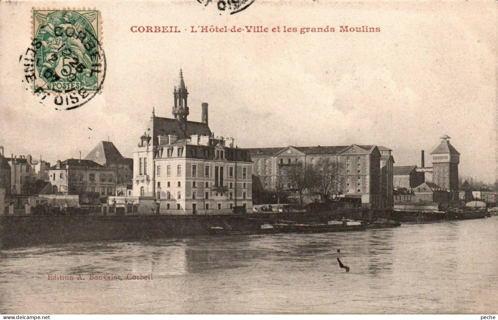 N°2400 W -cpa Corbeil - L'hôtel De Ville Et Les Grands Moulins- - Corbeil Essonnes