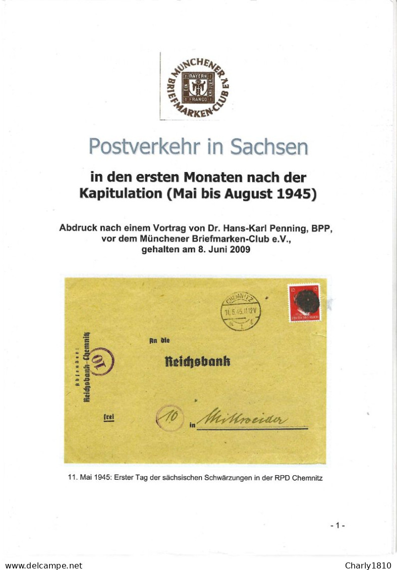 Postverkehr In Sachsen In Den Ersten Monaten Nach Der Kapitulation (Mai Bis August 45) - Poste Militaire & Histoire Postale