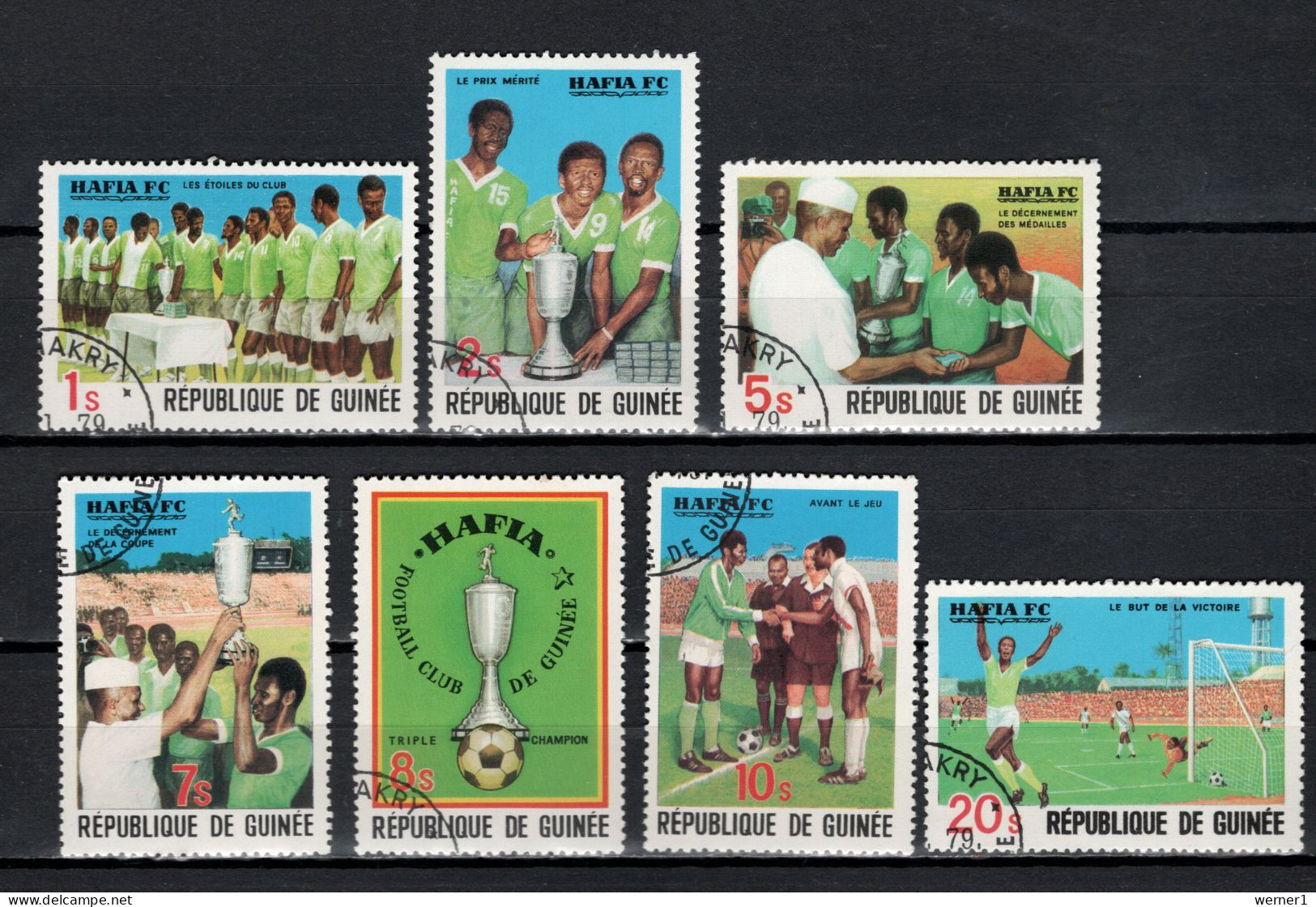 Guinea 1979 Football Soccer, Hafia FC Set Of 7 CTO - Clubs Mythiques