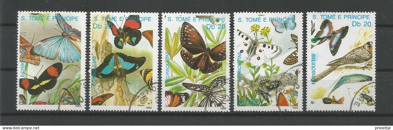St Tome E Principe 1989 Butterflies & Birds  Y.T. 965/969 (0) - São Tomé Und Príncipe