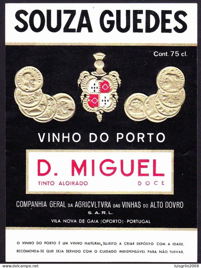 Port Wine Label, Portugal - SOUZA GUEDES. Vinho Do Porto. D. MIGUEL -|- Compª Vinhas Alto Douro. Vila Nova Gaia - Sonstige & Ohne Zuordnung