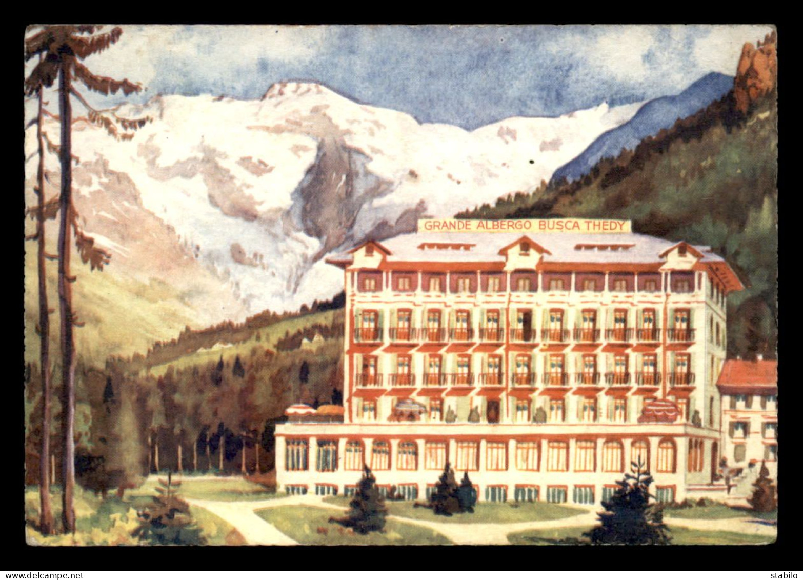 ITALIE - GRESSONEI LA TRINITA - GRAND ALBERGO BUSCA THEDY - CARTE ILLUSTREE - Autres & Non Classés