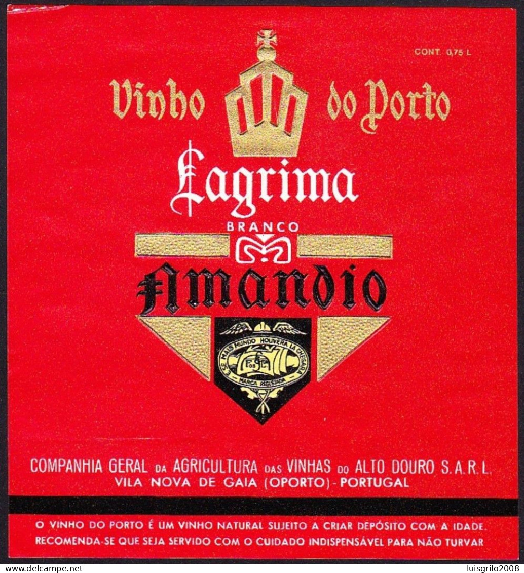 Port Wine Label, Portugal - Vinho Do Porto LAGRIMA Barnco AMANDIO -|- Compª Vinhas Alto Douro. Vila Nova Gaia - Andere & Zonder Classificatie