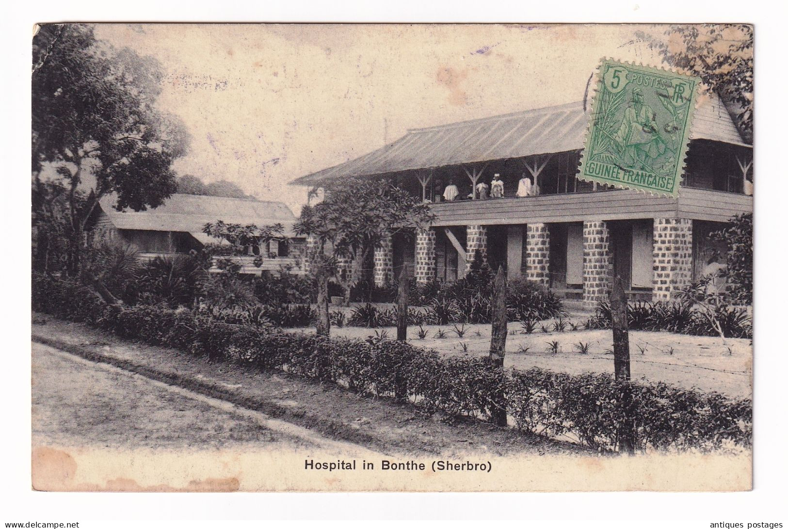 Carte Postale Guinée Française Via PAQUEBOT Hôpital Sherbro Island Bonthe Hospital Bruxelles Belgique - Brieven En Documenten