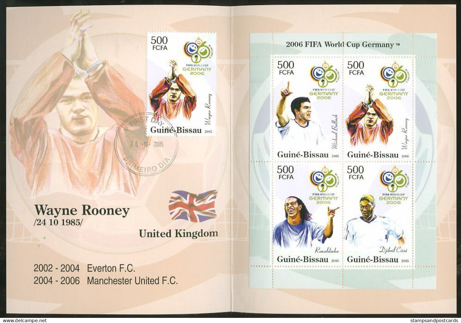 Football Allemagne 2006 Coupe Du Monde Carnet Wayne Rooney Guinée Bissau Soccer Germany 2006 W. Cup Bkl Guinea Bissau - 2006 – Deutschland