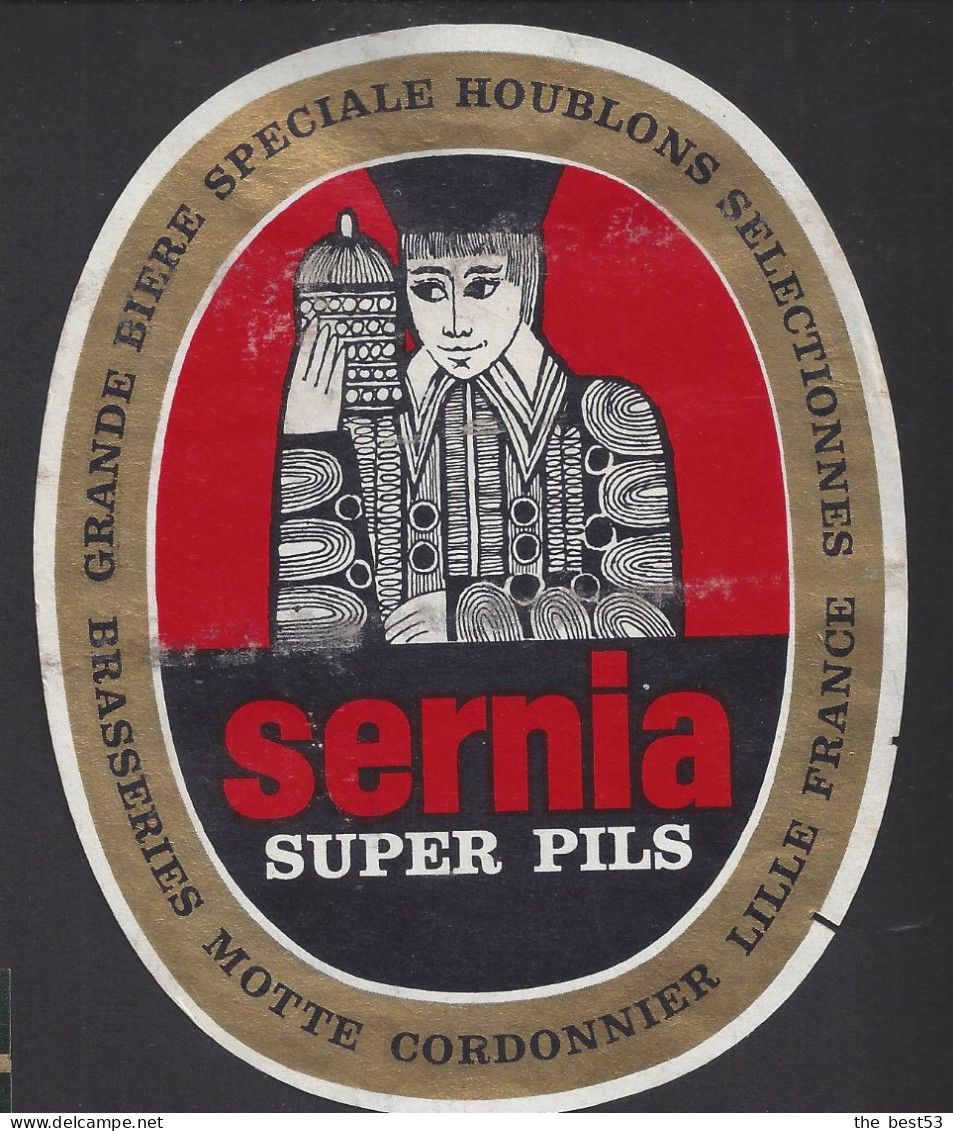 Etiquette De Bière Super Pils  -  Sernia  -  Brasserie Motte Cordonnier à Lille (59) - Bier