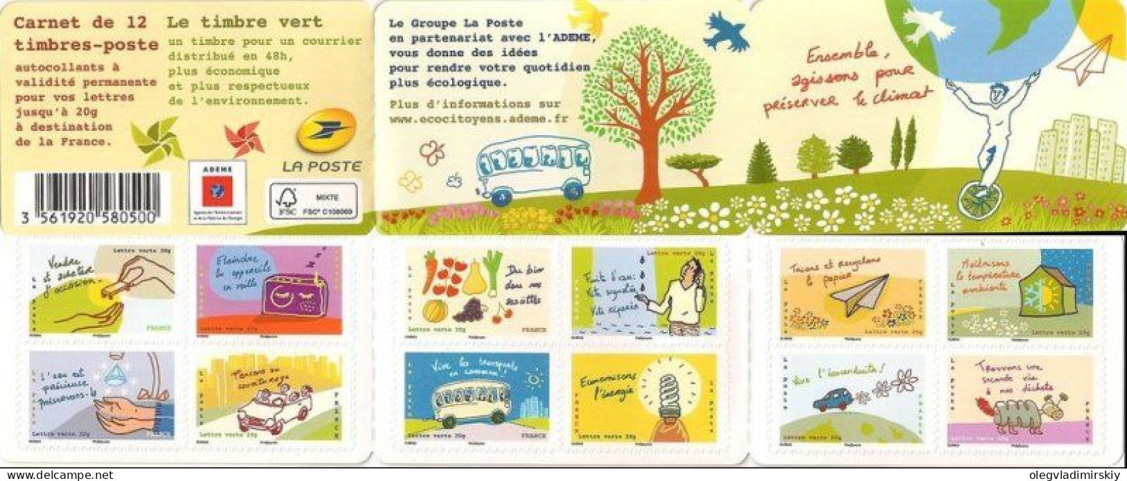 France 2014 Ecology Environmental Protection Set Of 12 Stamps In Booklet MNH - Gelegenheidsboekjes