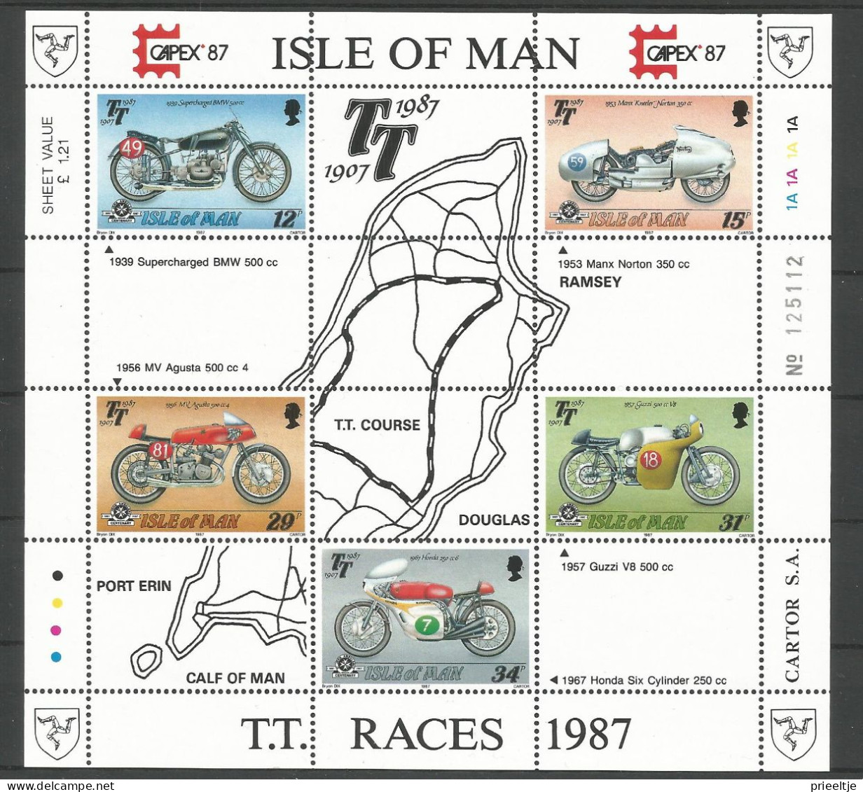 Isle Of Man 1987 TT Races S/S Y.T. BF 9 ** - Isle Of Man