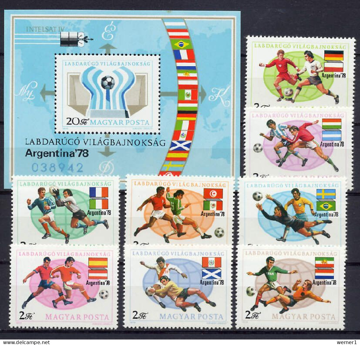 Hungary 1978 Football Soccer World Cup, Space Set Of 8 + S/s MNH - 1978 – Argentine