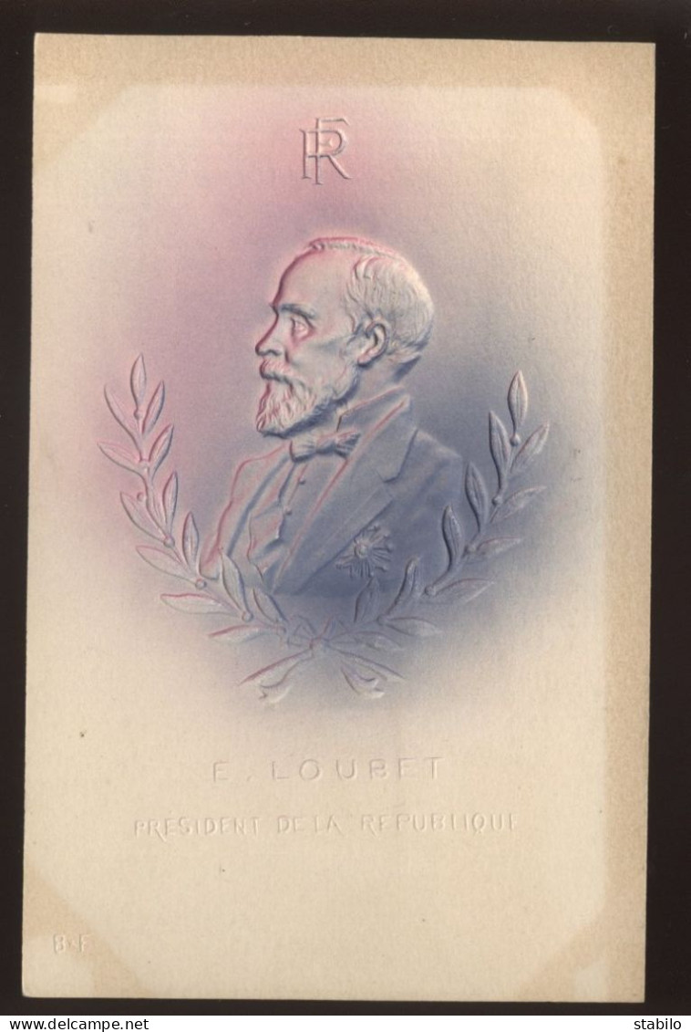 MATIERE - CARTE PORCELAINE GAUFREE - PORTRAIT DE E. LOUBET, PRESIDENT DE LA REPUBLIQUE - POLITIQUE - Porcelana