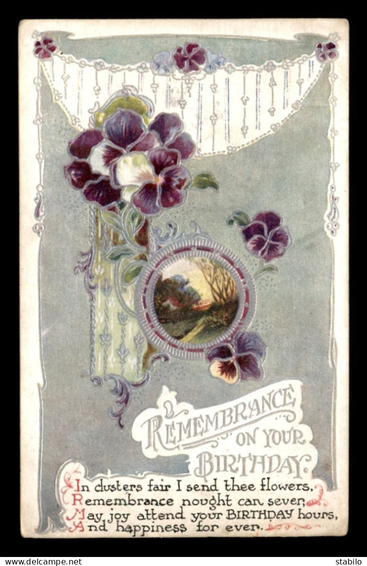 MATIERE - CARTE ALUMINIUM - FLEURS ET PAYSAGE - REMEBRANCE ON YOUR BIRTHDAY  CARTE GAUFREE - Other & Unclassified