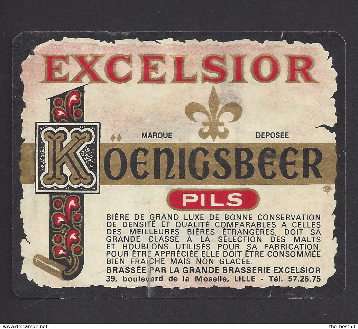 Etiquette De Bière  Pils  -  Koenigsbeer  -  Brasserie Excelsior à Lille (59) - Beer
