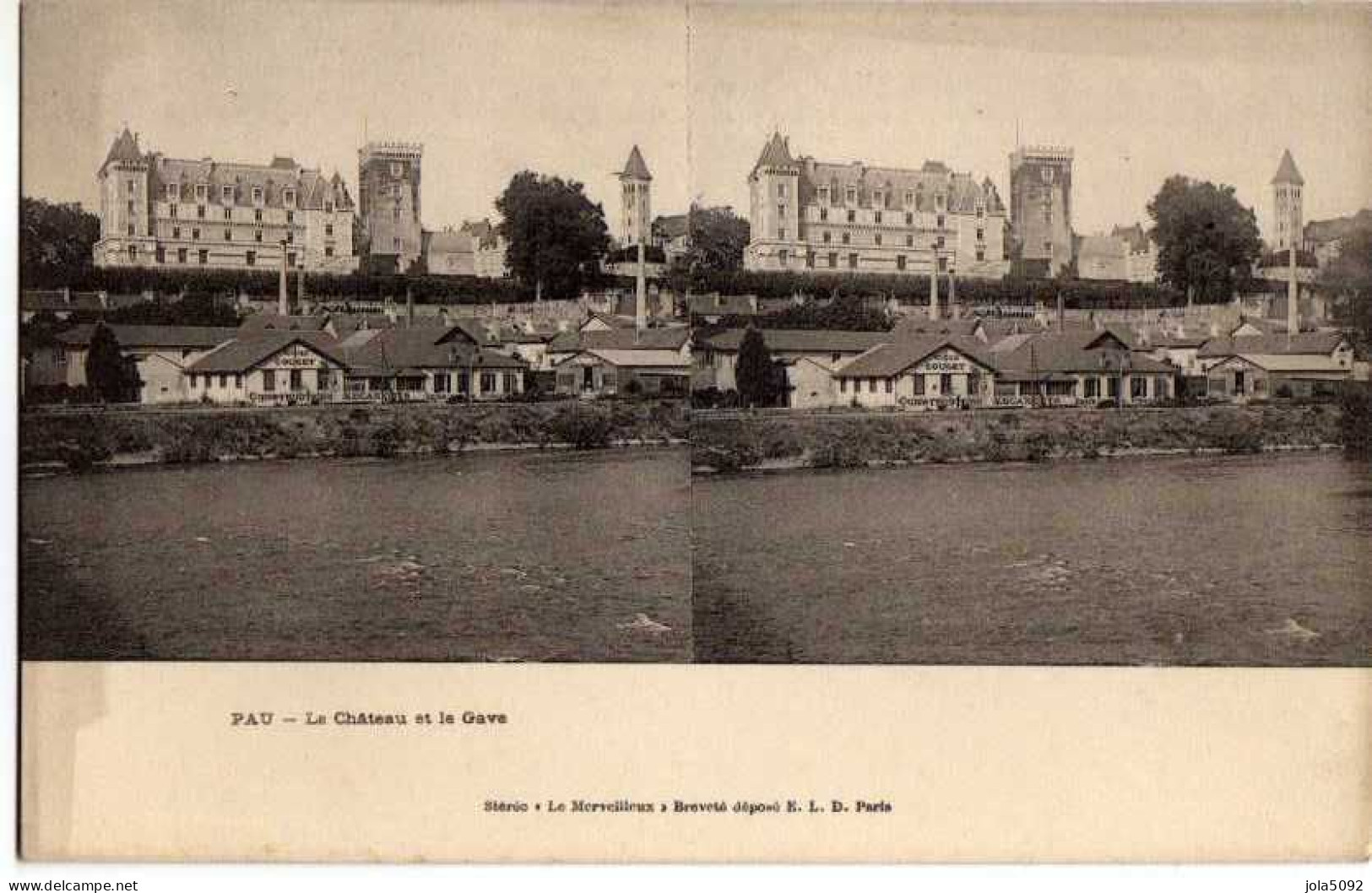 64 / PAU - Le Château Et Le Gave - Carte Stéréo - Pau