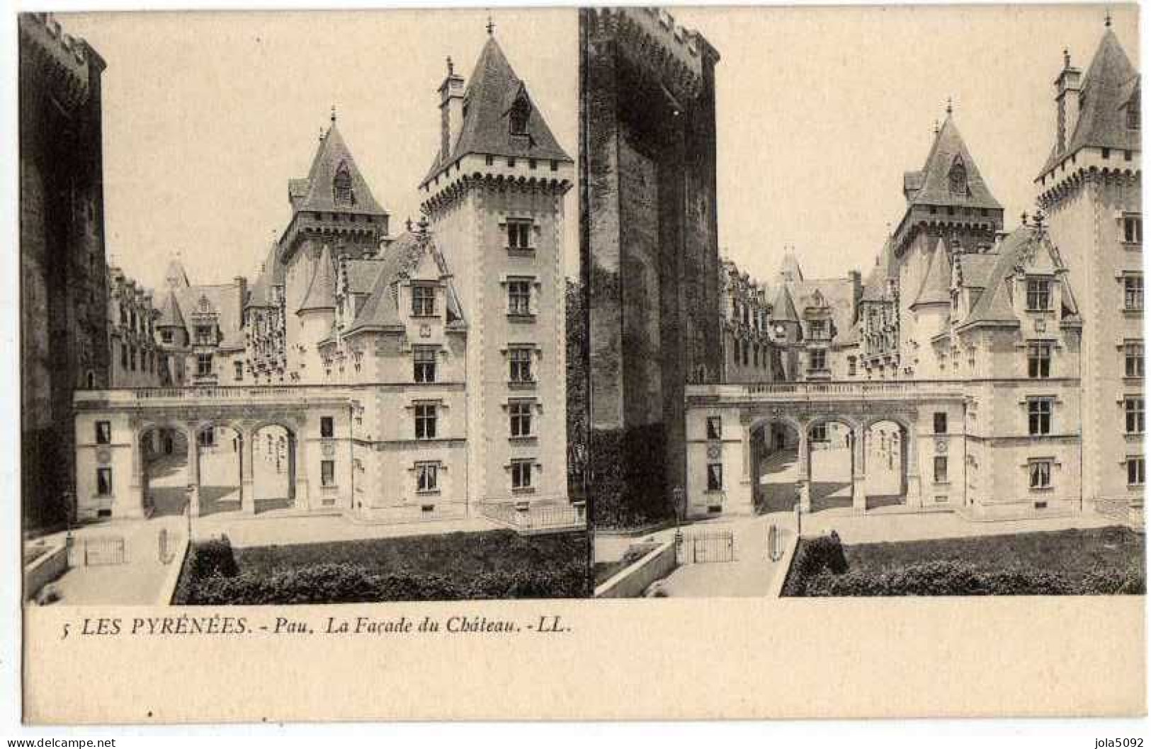 64 / PAU - La Façade Du Château - Carte Stéréo - Pau