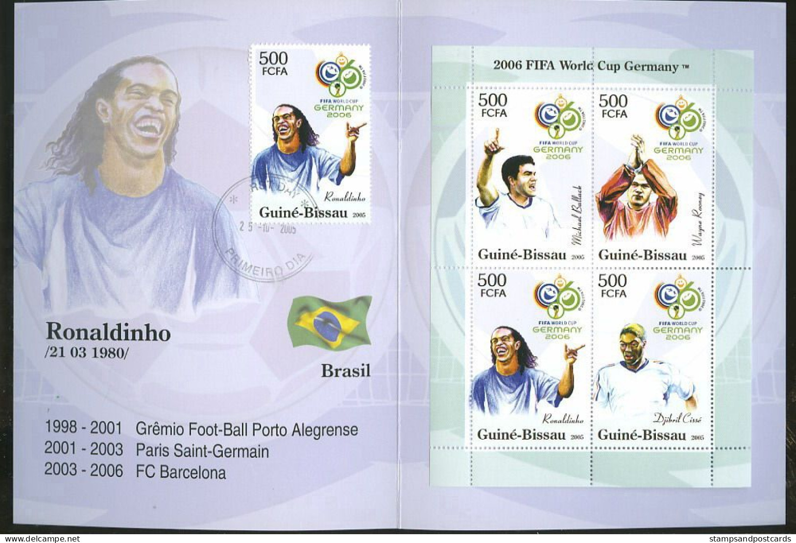 Football Allemagne 2006 Coupe Du Monde Carnet Ronaldinho Guinée Bissau Soccer Germany 2006 W. Cup Bkl Guinea Bissau - 2006 – Allemagne