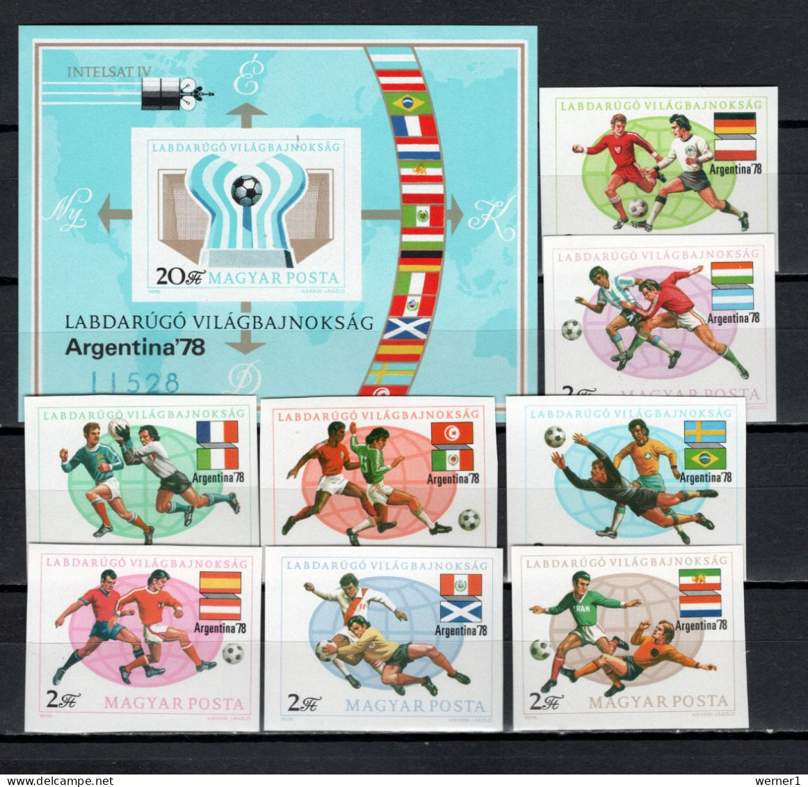 Hungary 1978 Football Soccer World Cup, Space Set Of 8 + S/s Imperf. MNH -scarce- - 1978 – Argentine
