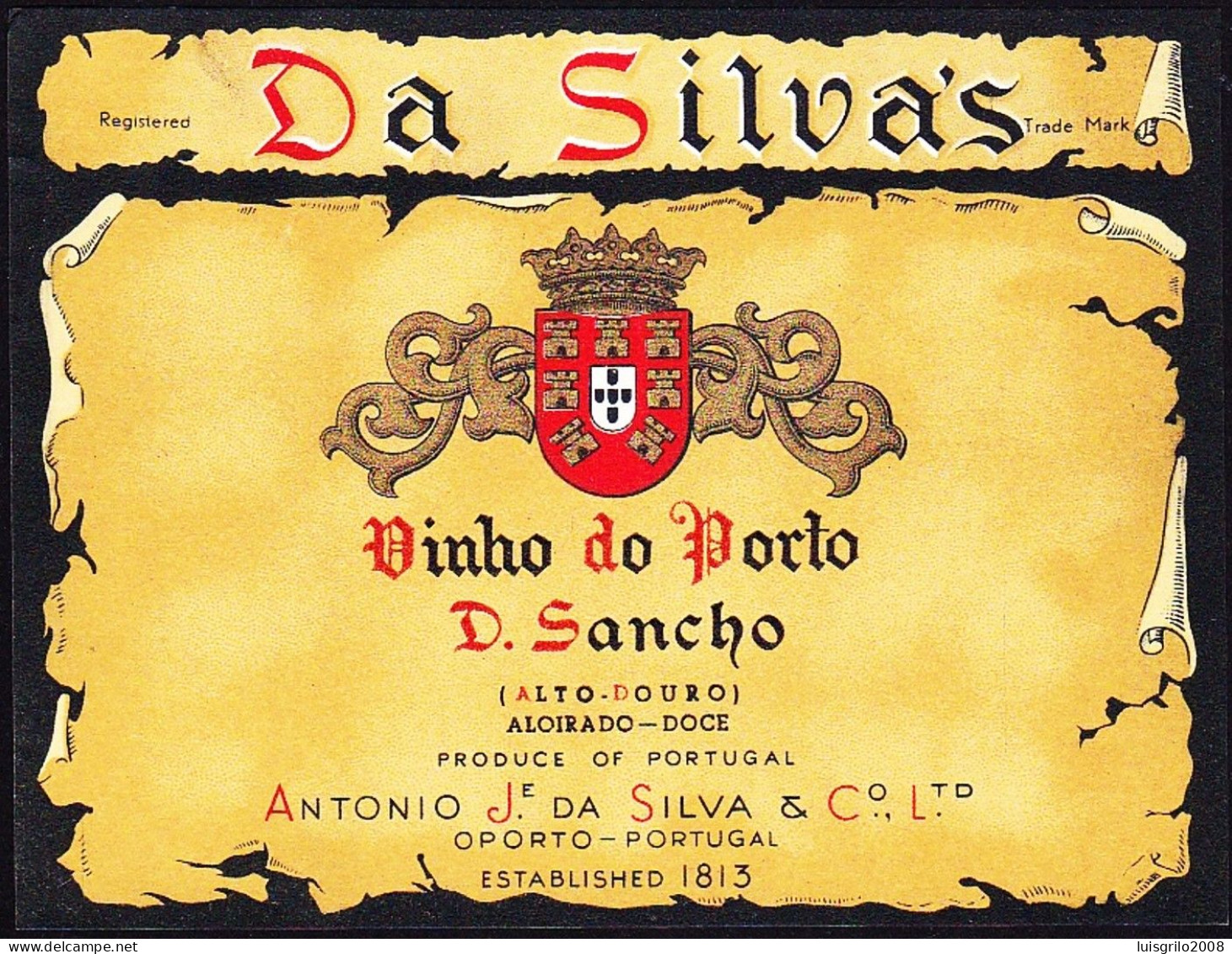 Port Wine Label, Portugal - Da Silva's. VINHO DO PORTO D. SANCHO -|- António José Da Sila. Porto - Other & Unclassified