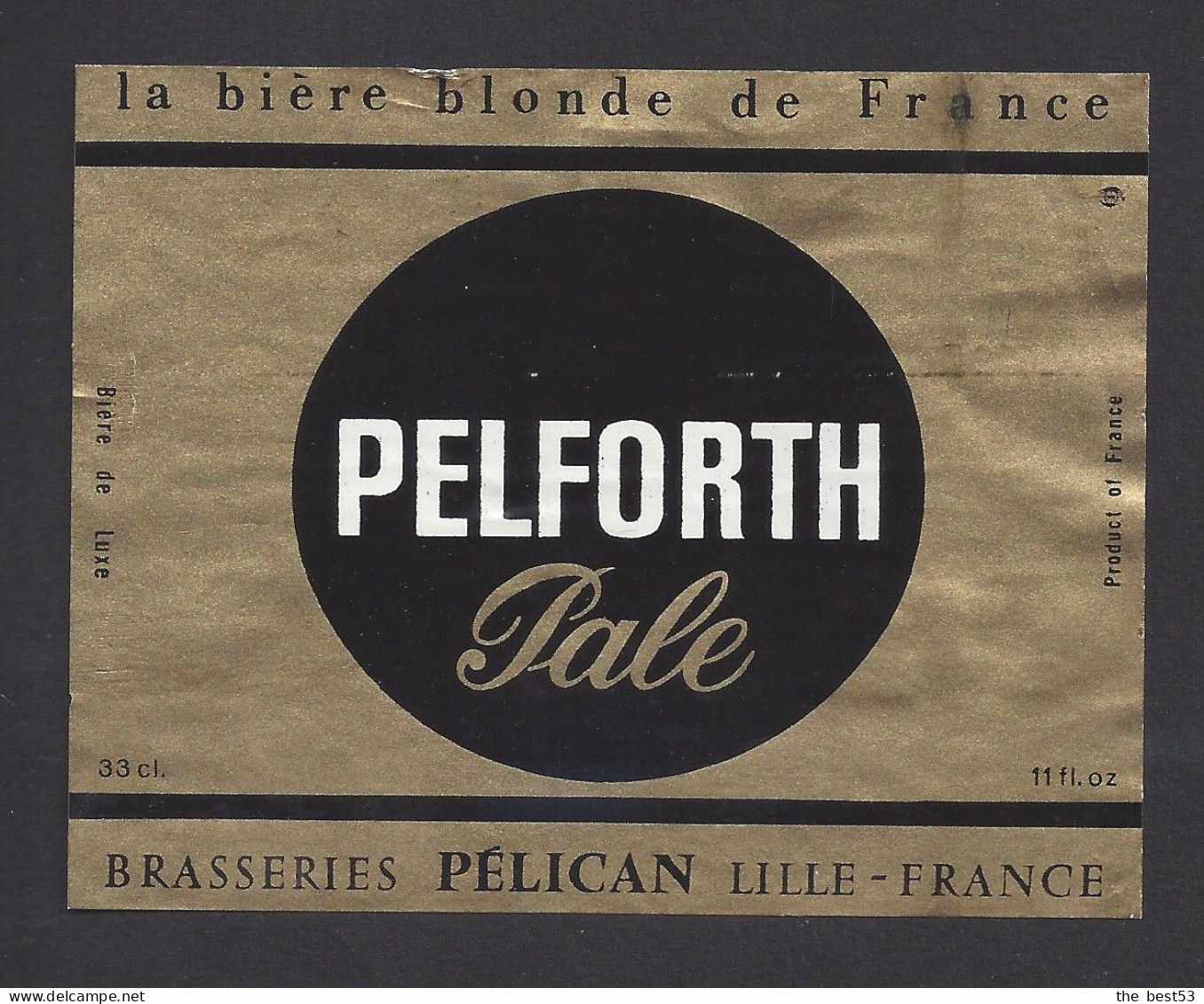 Etiquette De Bière Pale  -  Pelforth  -    Brasserie  Pelican  à  Lille  (59) - Bière