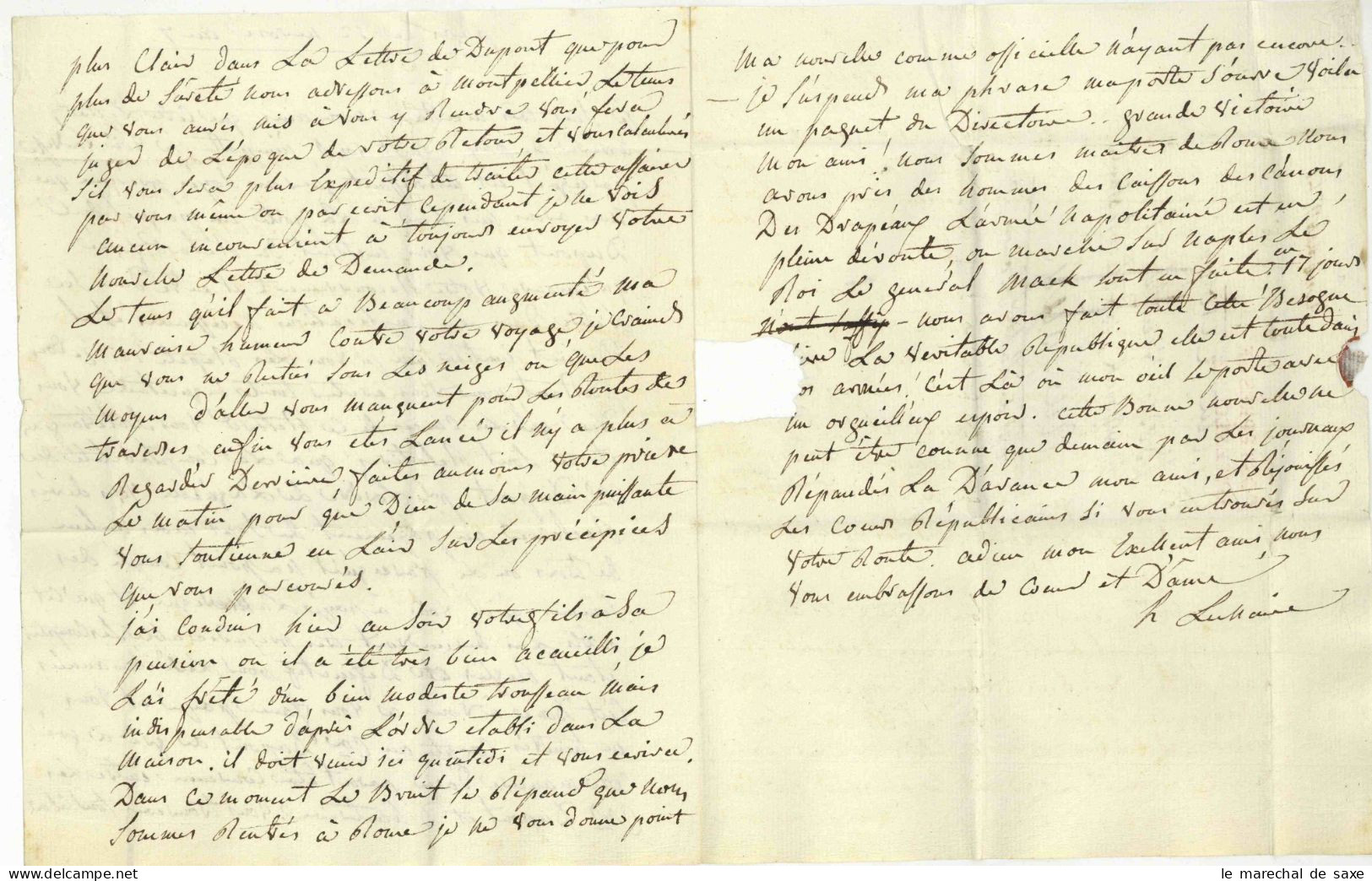 1799 POSTE PRES LE D.re EXECUTIF LAS LeMaire à Louis-Augustin Bosc D'Antic (1759-1828) Naturaliste Vice-consul New York - 1701-1800: Vorläufer XVIII