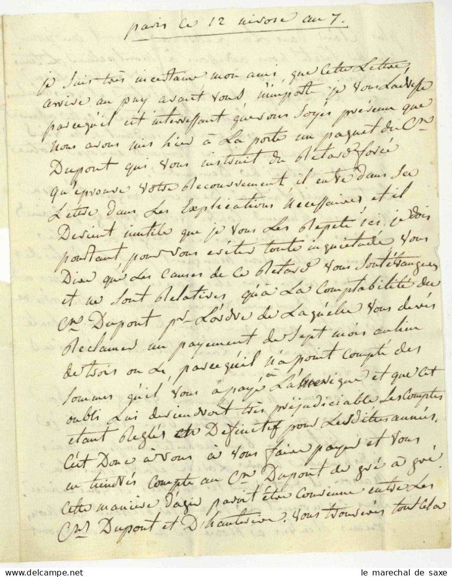 1799 POSTE PRES LE D.re EXECUTIF LAS LeMaire à Louis-Augustin Bosc D'Antic (1759-1828) Naturaliste Vice-consul New York - 1701-1800: Vorläufer XVIII