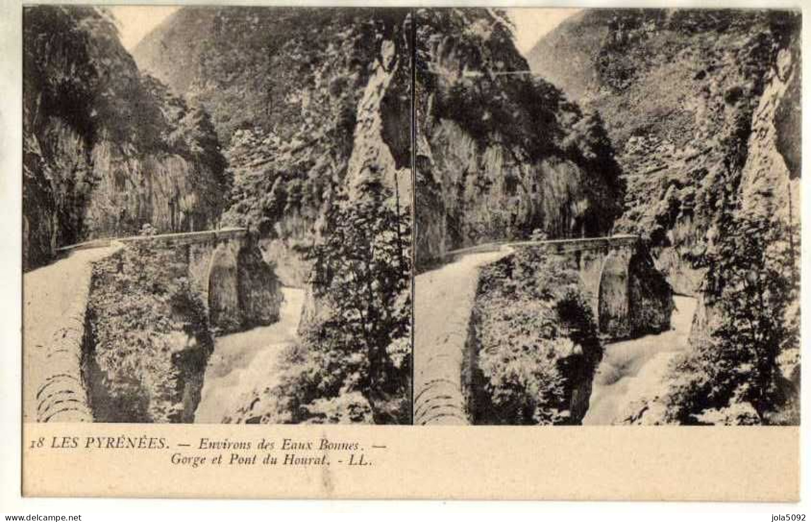 64 / Environs Des EAUX-BONNES - Gorge Et Pont Du Hourat - Carte Stéréo - Eaux Bonnes