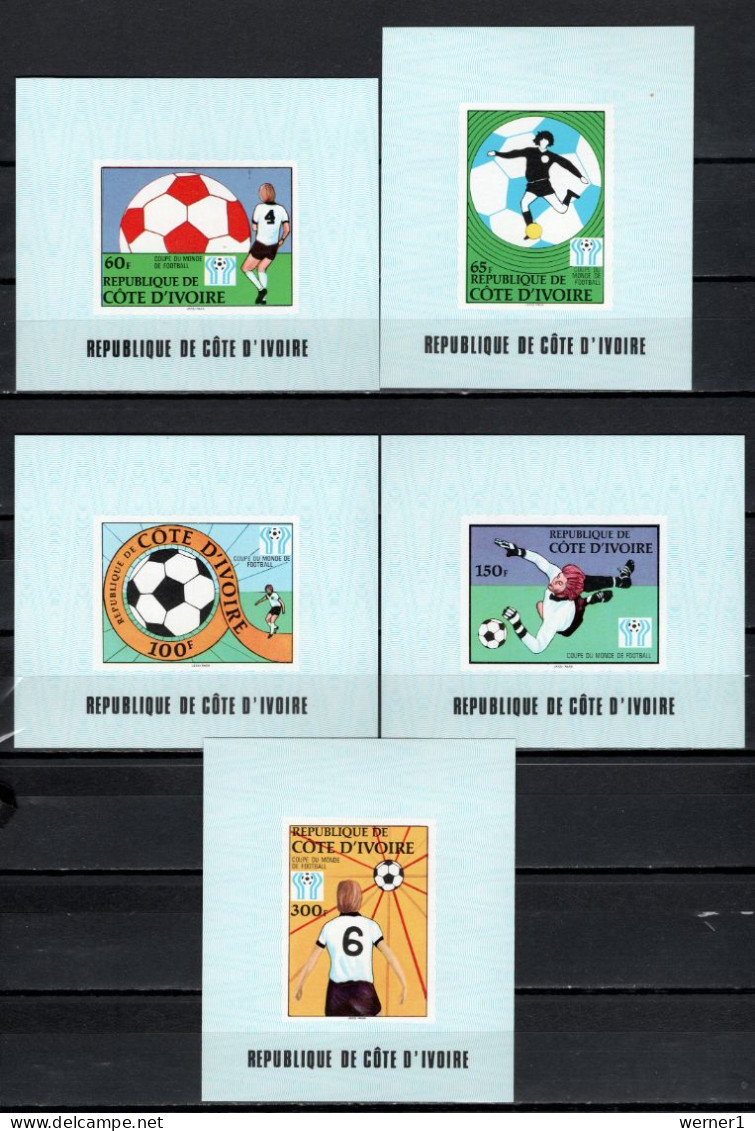 Ivory Coast 1978 Football Soccer World Cup Set Of 5 S/s Imperf. MNH -scarce- - 1978 – Argentina