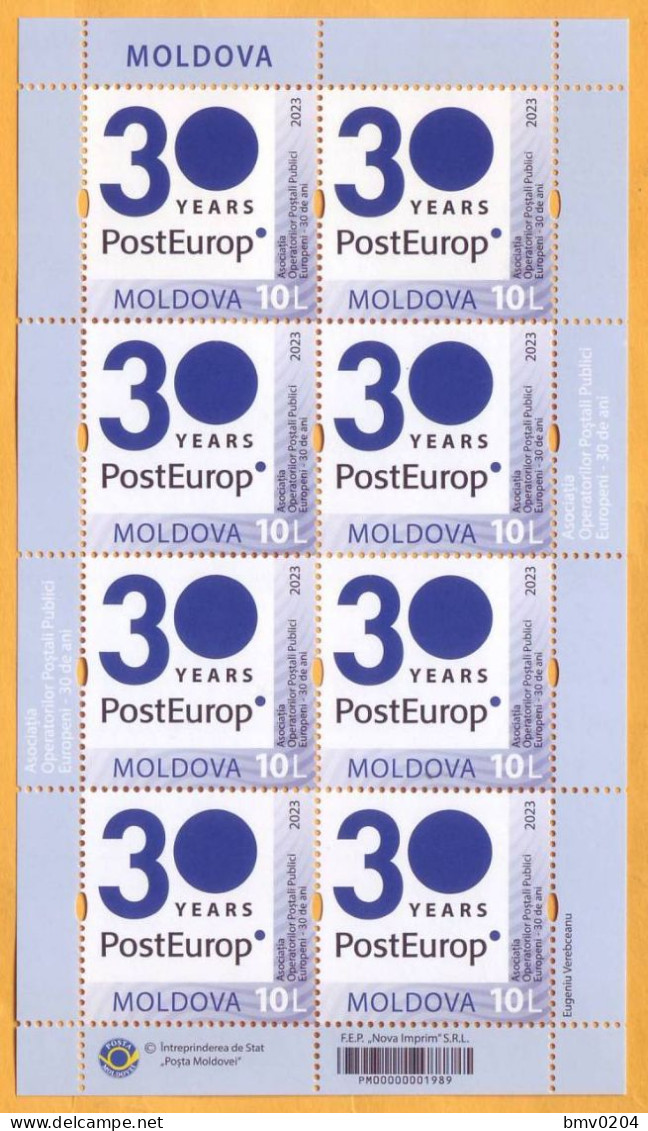 2023  Moldova Postal Stamps Issue „PostEurop – 30 Years”  Europa Cept  2023  Sheet  Mint - 2023