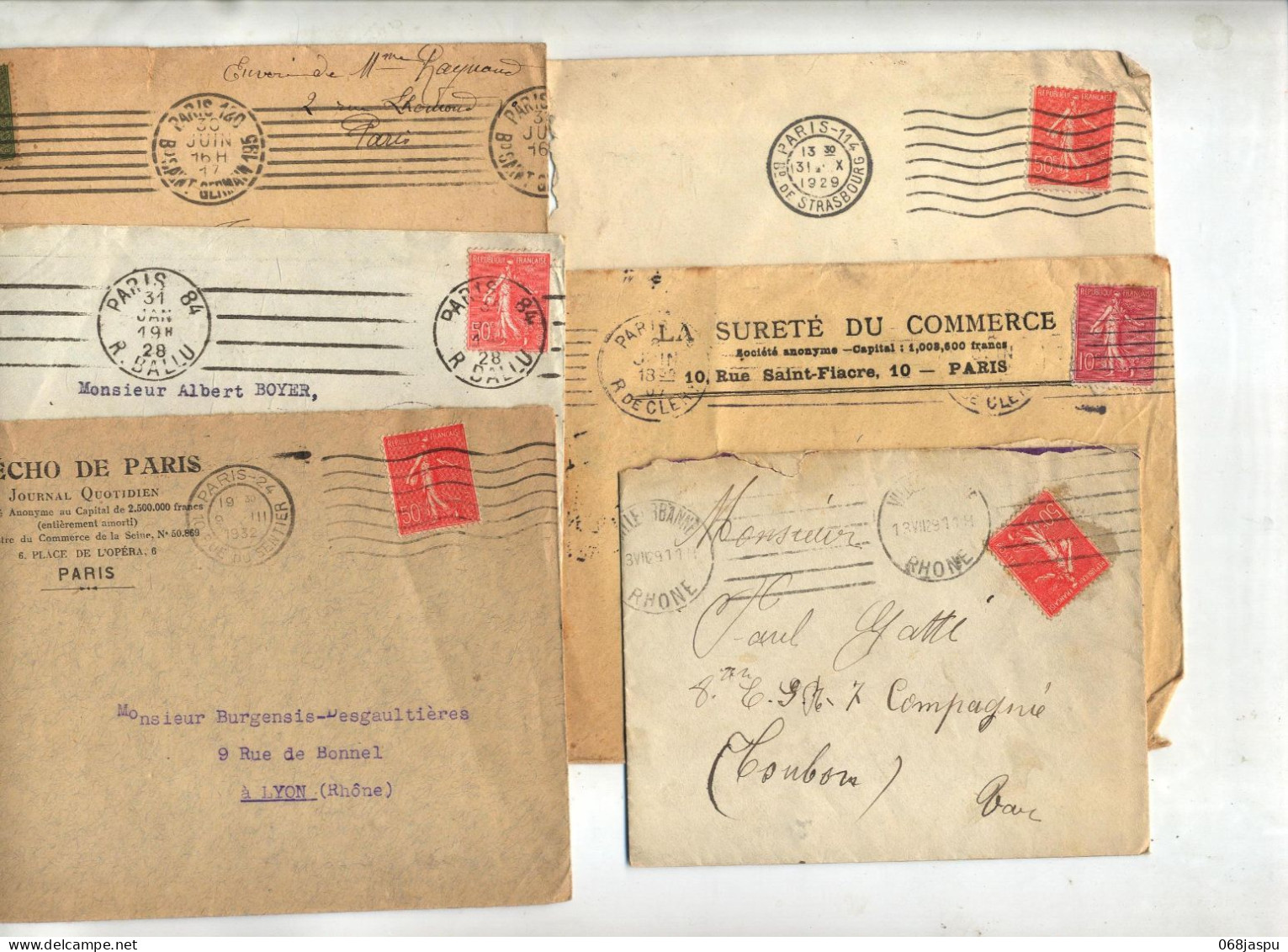 Lot LL De 42 Lettre Flamme Muette Sur Semeuse à Voir - Mechanical Postmarks (Advertisement)