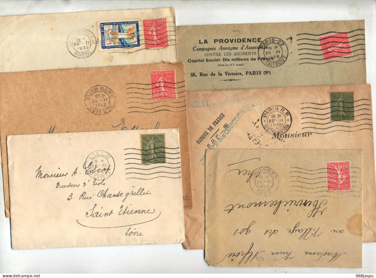 Lot LL De 42 Lettre Flamme Muette Sur Semeuse à Voir - Mechanical Postmarks (Advertisement)