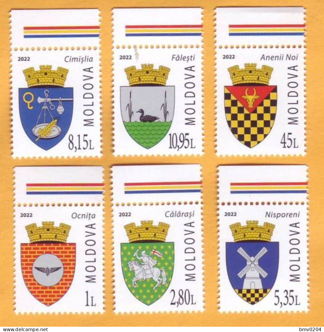 2022  Moldova Moldavie Usual Postage Stamps. Emblems Of Localities In Republic Of Moldova 6v Mint - Francobolli