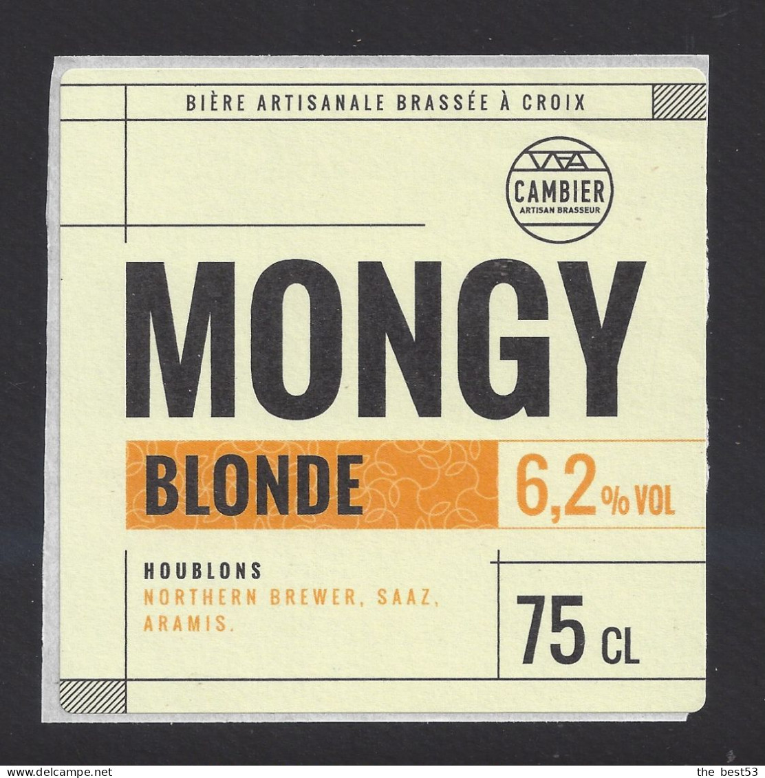 Etiquette De Bière Blonde   -  Mongy  -    Brasserie  Cambier  à  Croix  (59) - Bière