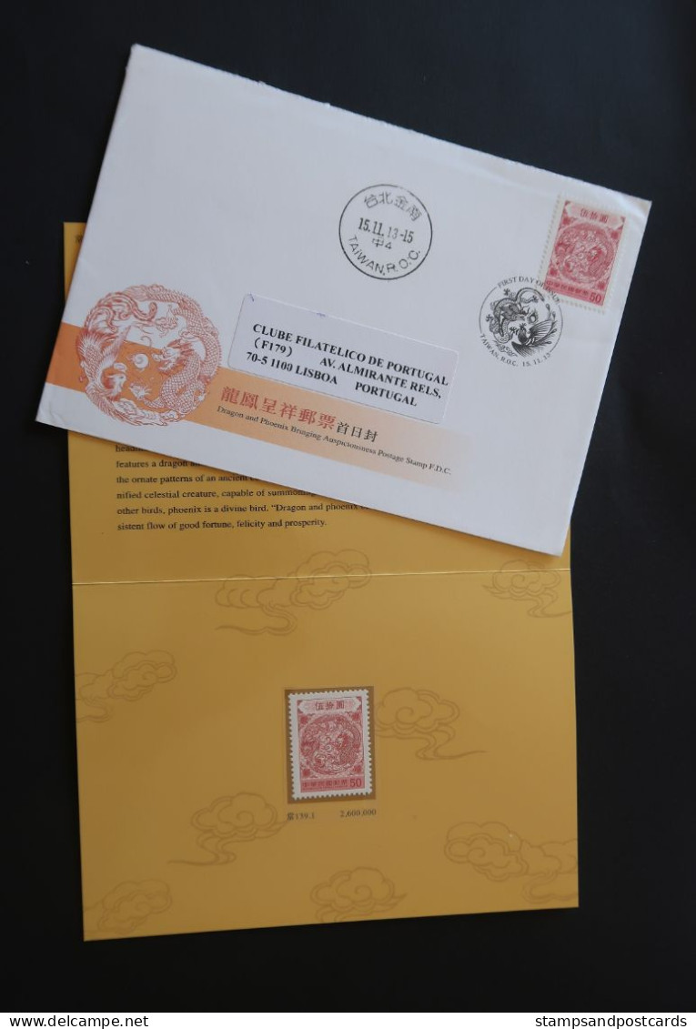 Taiwan Chine China 2013 FDC Voyagé Et Carnet Dragon & Phoenix Apportant Bon Augure Bringing Auspiciousness FDC Folder - Lettres & Documents