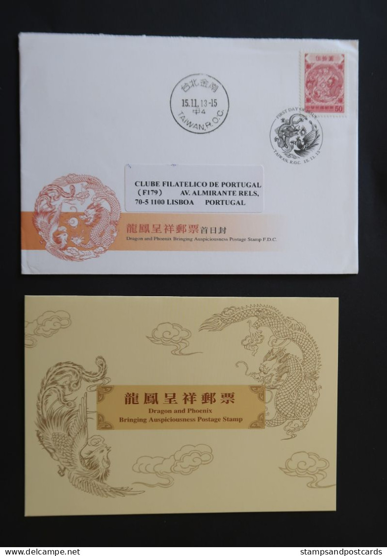 Taiwan Chine China 2013 FDC Voyagé Et Carnet Dragon & Phoenix Apportant Bon Augure Bringing Auspiciousness FDC Folder - Storia Postale