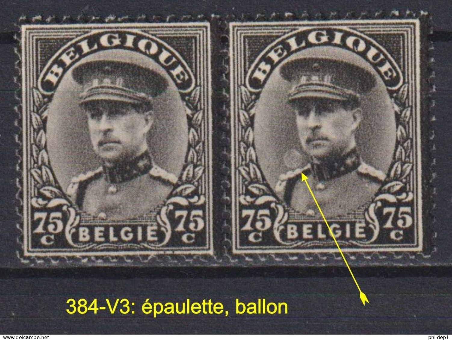 Belgique: COB N° 384 V3 (+ 384), Neuf, **, Sans Charnière. TB !!! - 1931-1960