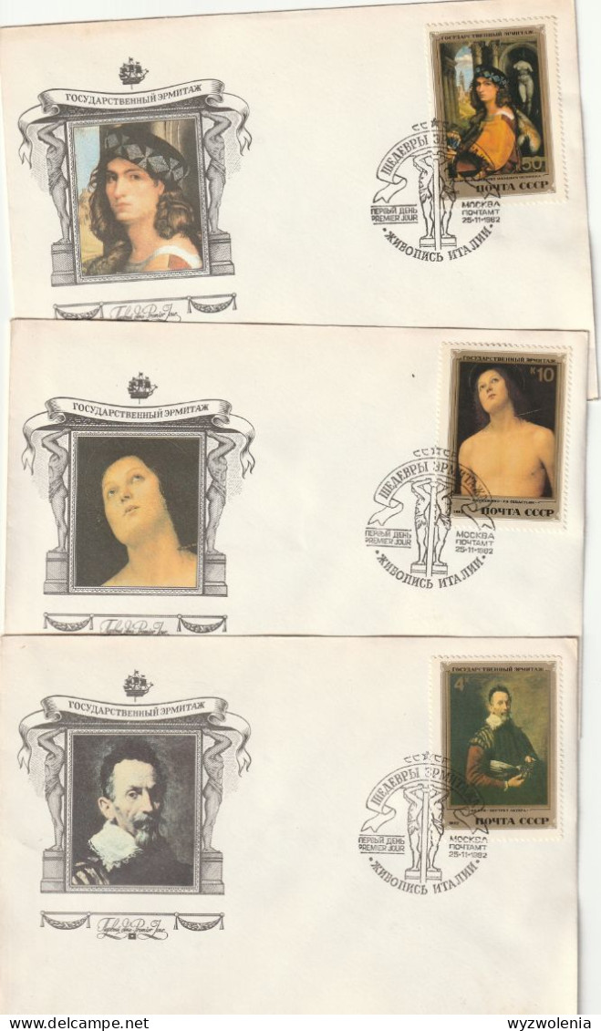 M 1474) UdSSR 1982 Mi# 5229, 5230, 5232 FDC: Italienische Malerei In Der Eremitage - Cartas & Documentos