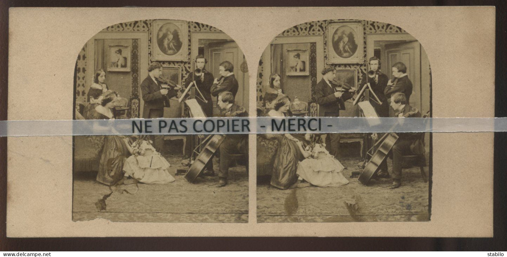PHOTO STEREO - CABINET DE MUSIQUE EN 1860 - Stereoscopic