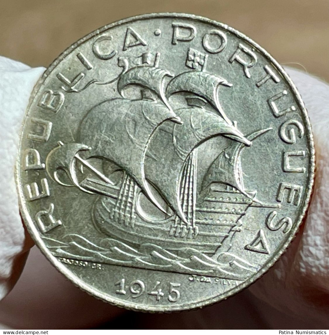 Portugal 2 1/2 Escudos Silver 1945 KM# 580 GEM UNC - Portugal