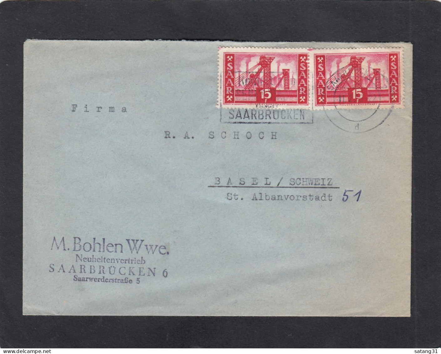 FIRMENBRIEF AUS SAARBRÜCKEN NACH BASEL,1956. - Storia Postale