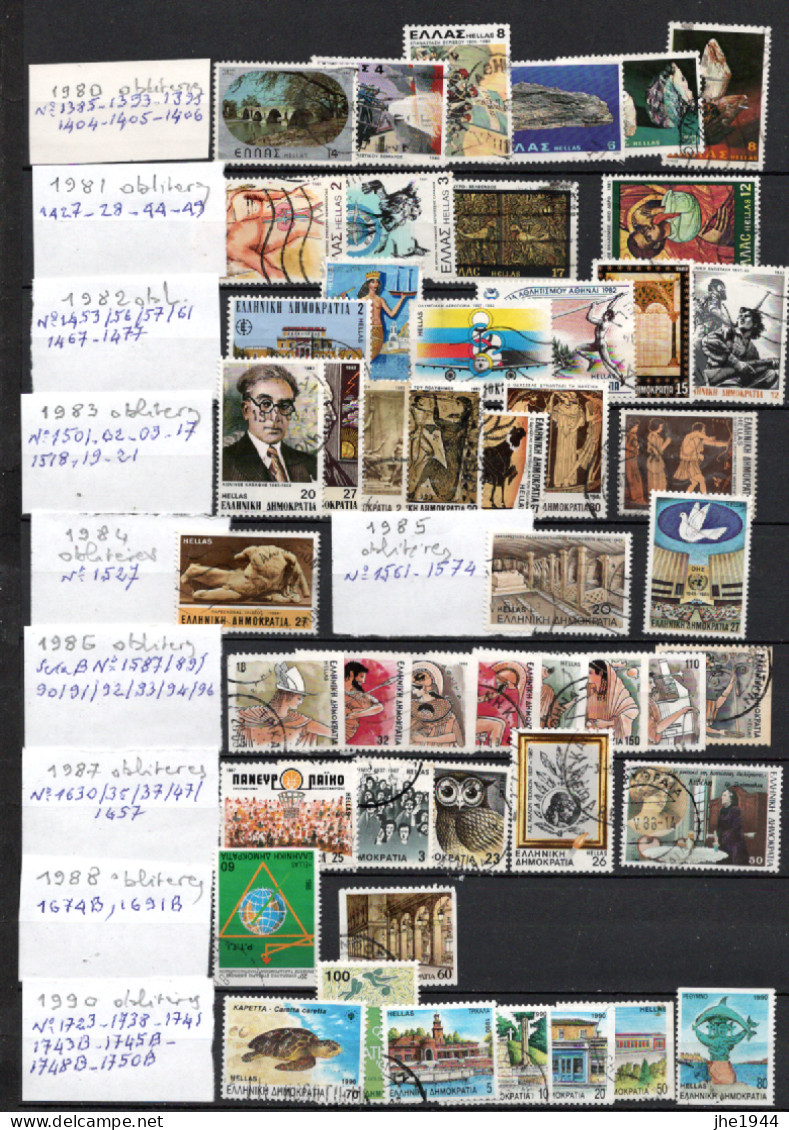 Grece Années 1980 à 1990 Ensemble De 47 Timbres Oblitérés - Used Stamps