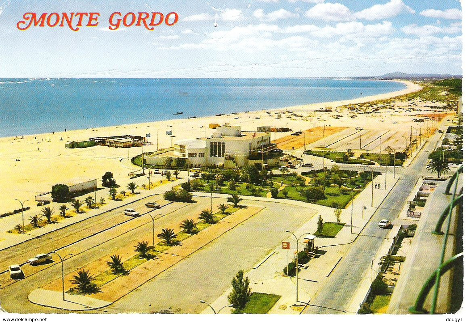 CASINO AND BEACH, MONTE GORDO, FARO, ALGARVE, PORTUGAL. USED POSTCARD My4 - Faro