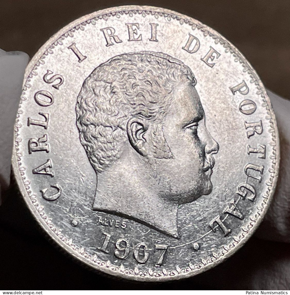 Portugal King Carlos 500 Reis Silver 1907 Proof Like Choice Uncirculated - Portogallo