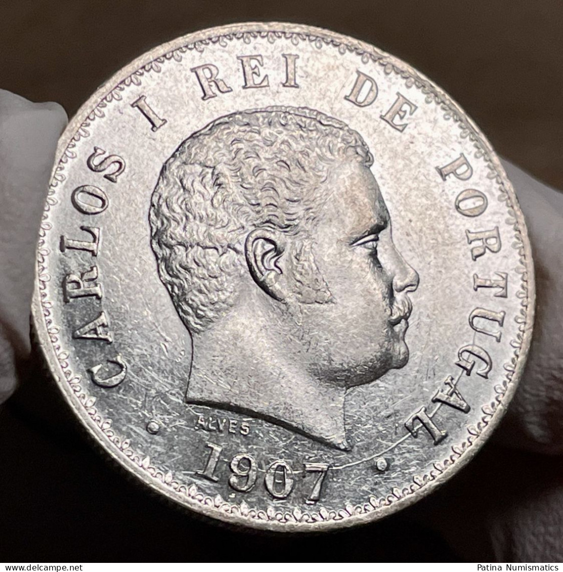 Portugal King Carlos 500 Reis Silver 1907 Proof Like Choice Uncirculated - Portogallo