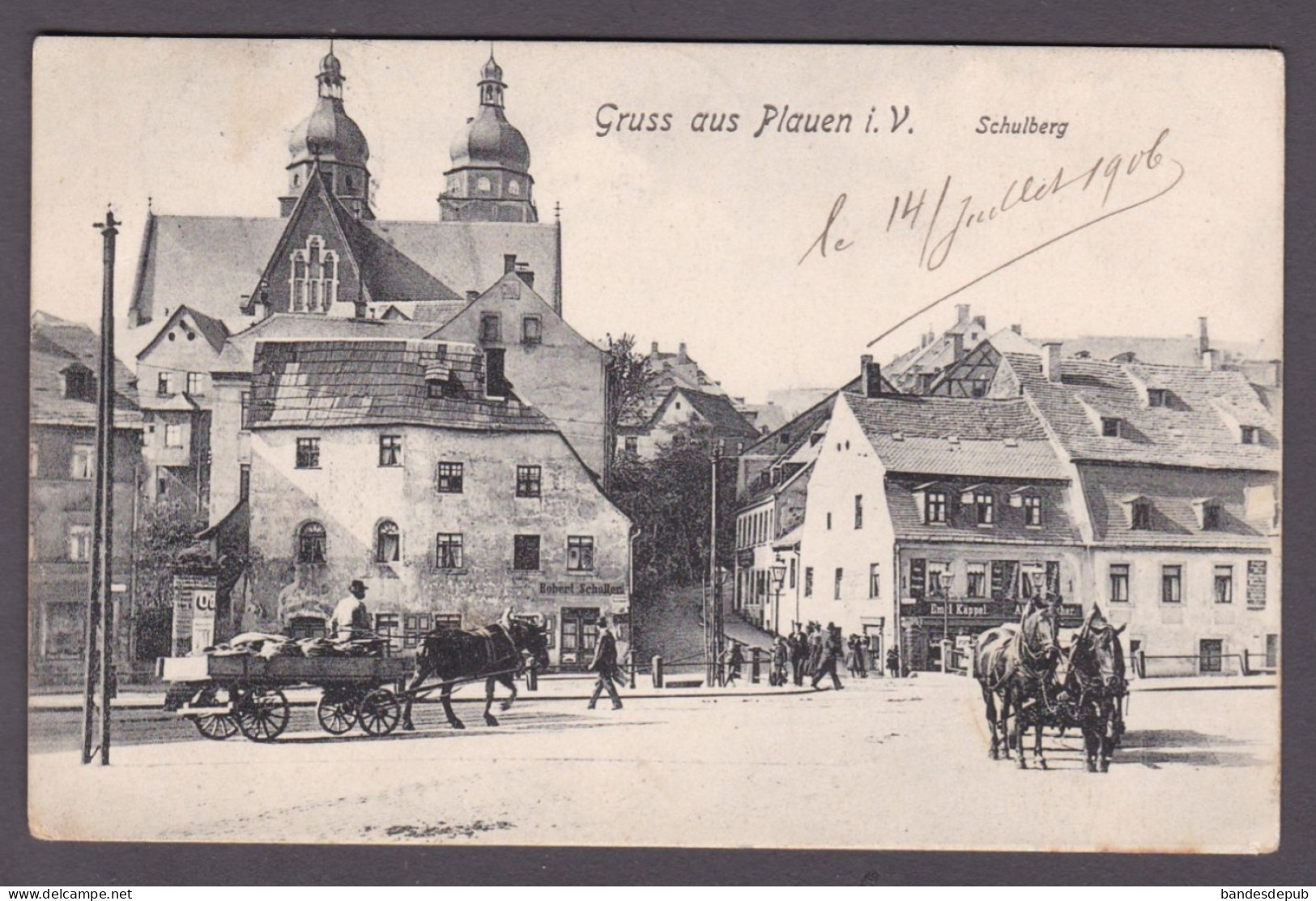 AK Gruss Aus Plauen I. Vogtland  Schulberg ( Animée Attelage 3841) - Plauen