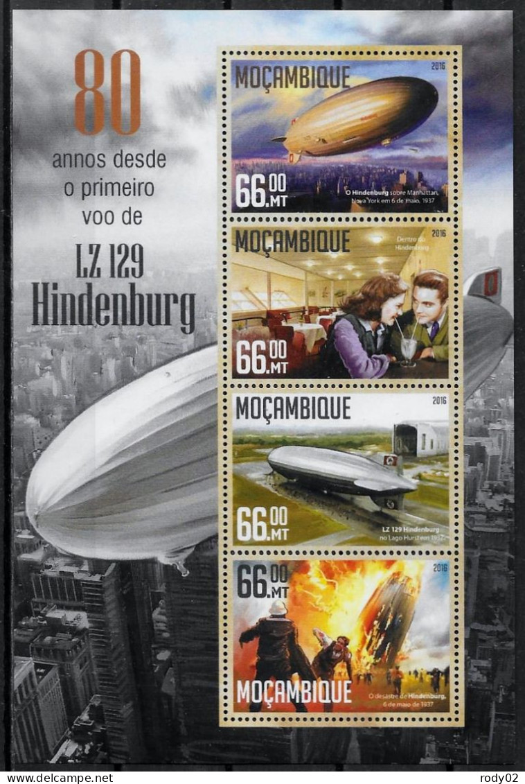 MOZAMBIQUE - AVIATION - HINDENBURG - N° 7002 A 7005 ET BF 1077 - NEUF** MNH - Zeppelines