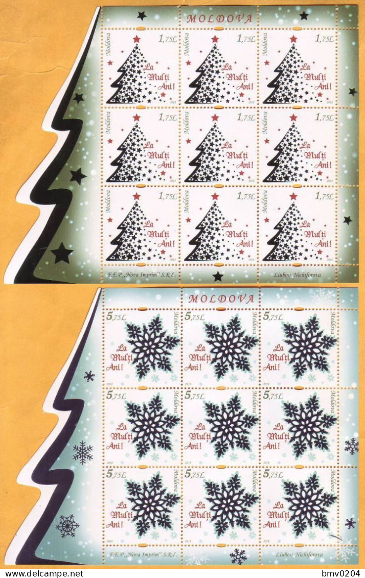 2018 Moldova Moldavie Happy New Year! Christmas Tree, Snowflake. Winter. Mint  Sheetlets - Moldova
