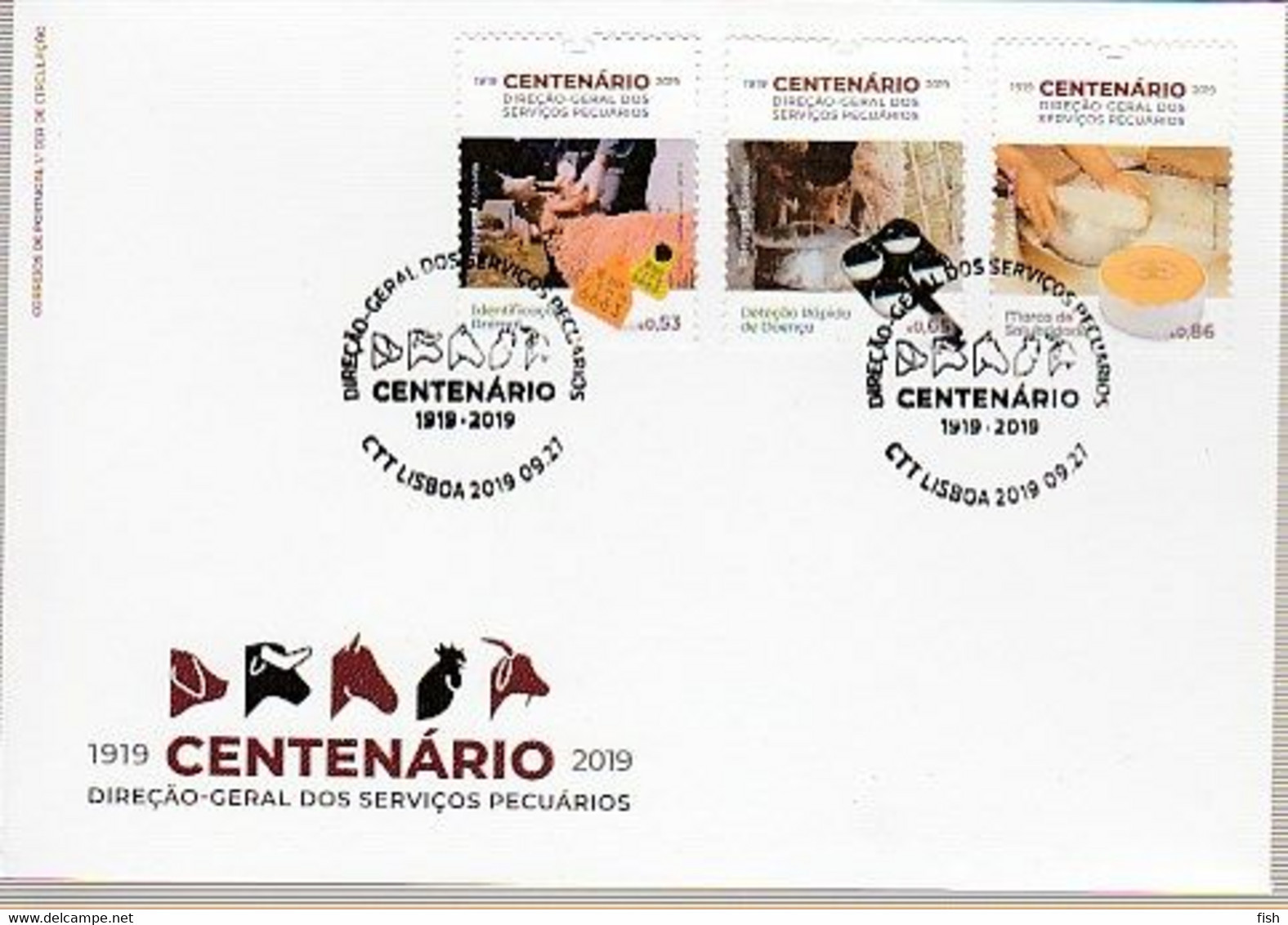 Portugal & FDC Directorate-General Livestock Services Centenary 1919-2019 (3445) - FDC