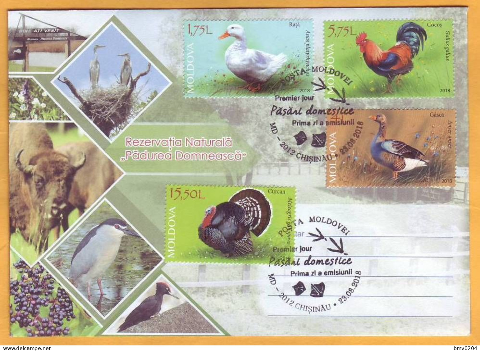 2018 Moldova Moldavie  FDC Poultry In Moldova. Birds. Turkey. Duck. Goose. Cock. - Farm