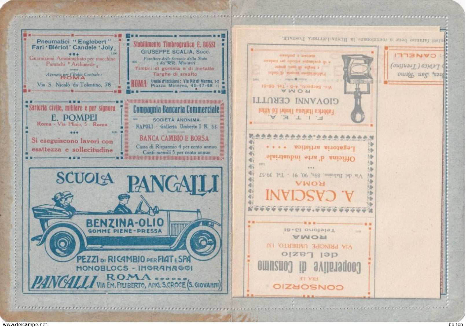 BLP BUSTA LETTERA POSTALE Nuova 10c N.134 Con Foglio Interno. Pubblicità: AUTO Benzina, Vini Tessuti,ristoranti Ecc. - Cars